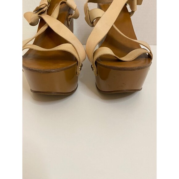 Arezzo Brazilian Studded Platform Wedges Women EU 39 US 8 Leather Strappy Sandal - Picture 8 of 14